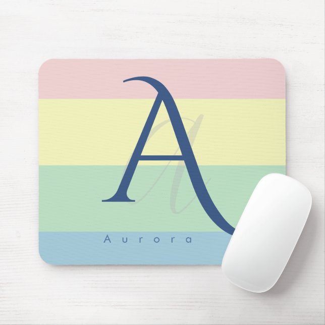 Moderne Pastell-Minimalist-Anpassung Name Mousepad (Mit Mouse)