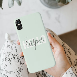 Moderne Pastell-Mintgrün Hallo Und Dein Name Case-Mate iPhone Hülle