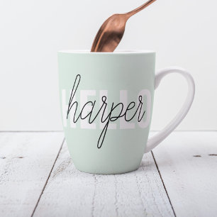 Moderne Pastell-Mintgrün Hallo Und Dein Name Milchtasse