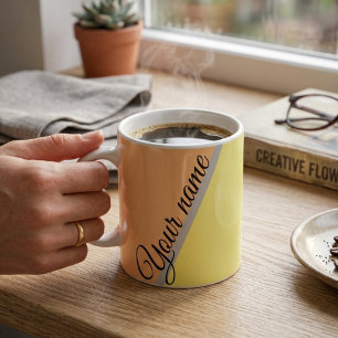 Moderne Pastell-Pfirsich-Gelb-Grün-Farbblock-Anpas Kaffeetasse