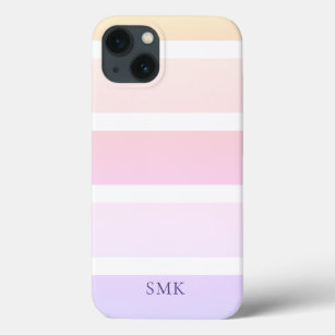 Moderne Pastell-Regenbogenstreifen Monogramm Case-Mate iPhone Hülle