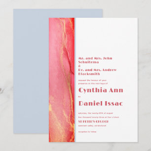 Moderne Pastell Rosa Blau Hochzeitseinladung Einladung