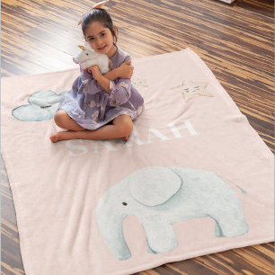 Moderne Pastell Rosa & Blau Kindername Fleecedecke