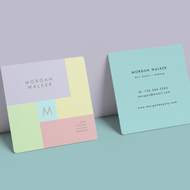 Moderne Pastell Square Business Card Quadratische Visitenkarte (Von Creator hochgeladen)