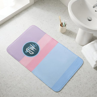Moderne Pastell-Streifen Rosa & Blau Personalisier Badematte