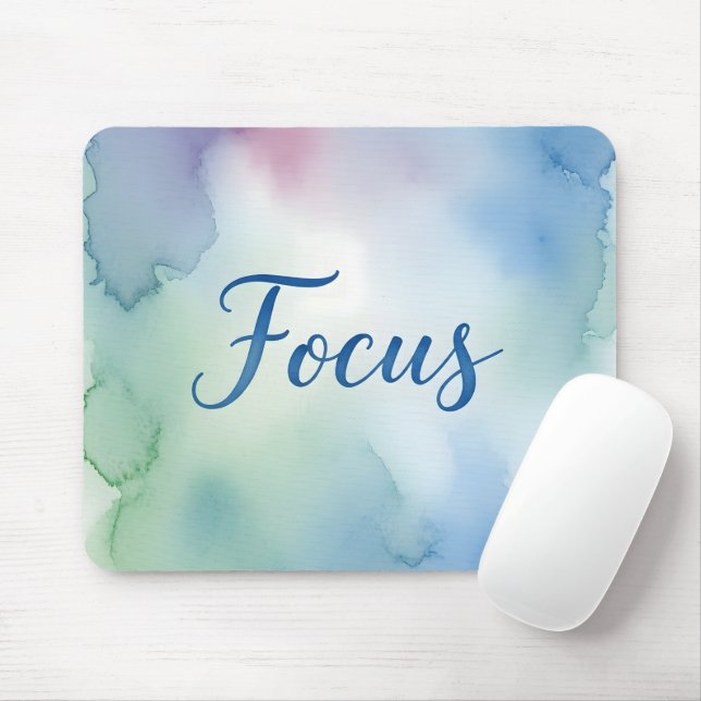 Moderne Pastell-Wasserfarbe Fokus Motivation Mousepad (Mit Mouse)