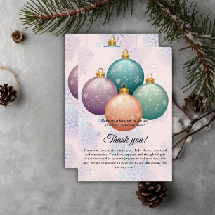 Moderne Pastell-Weihnachtsbaum-Verzierung Baby-Par Dankeskarte