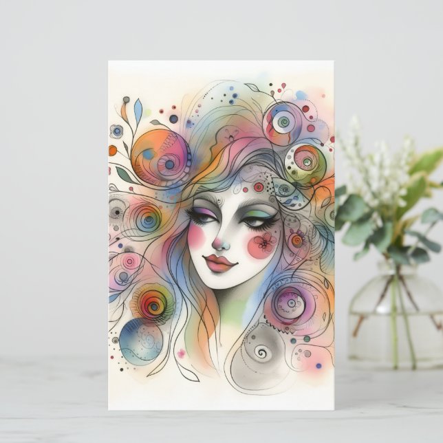 Moderne Pastell-Whimsical-Schreibpapier  (Stehend Vorderseite)