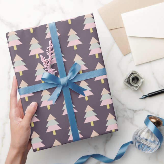 Moderne Pastellbaum-Wintermuster Geschenkpapier (Schenken)