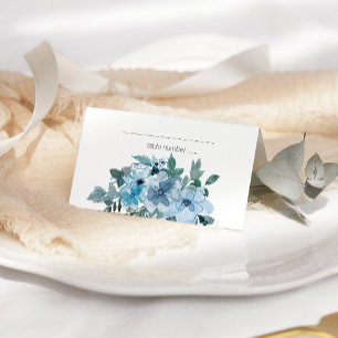 Moderne Pastellblaue Aquarell-Rosen Hochzeit Platzkarte