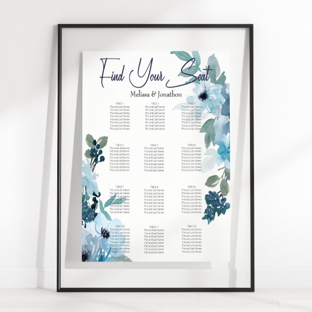 Moderne pastellblaue Aquarellfarben-Rose Seekarte Poster (Von Creator hochgeladen)