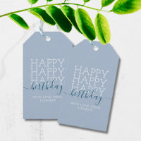 Moderne pastellblaue Happy Birthday Gift Tags