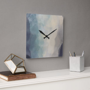 Moderne Pastellblaue Hübsche Abstrakte Muster  Quadratische Wanduhr
