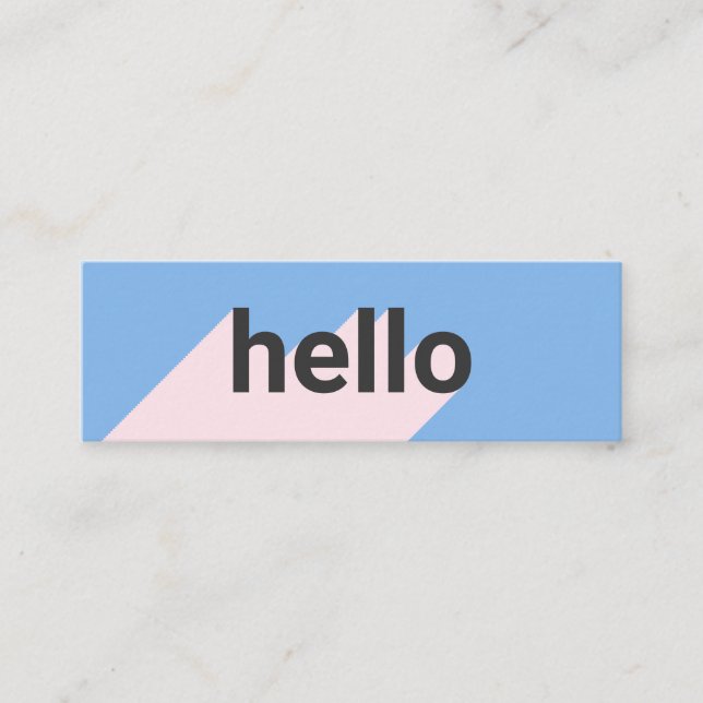 Moderne pastellblaue rosa Trendfarben Hello Typogr Mini Visitenkarte (Vorderseite)