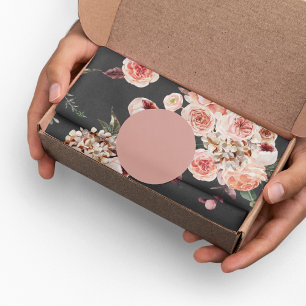 Moderne Pastellblumen & Kraft-Schwarz Geschenkpapier