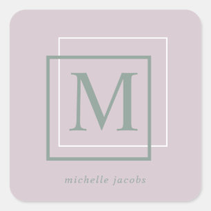 Moderne Pastelle   Monogramm-Aufkleber Quadratischer Aufkleber
