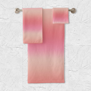 Moderne Pastellfarben Pink, Pfirsich und Blush Omb Badhandtuch Set