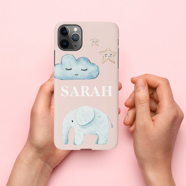 Moderne Pastellfarben Rosa und Blauer Name iPhone Hülle (Von Creator hochgeladen)