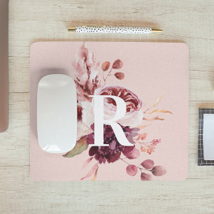 Moderne Pastellfarben Rosa und Rote Blüte mit Erst Mousepad
