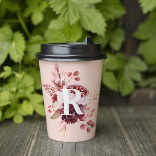 Moderne Pastellfarben Rosa und Rote Blüte mit Erst Pappbecher