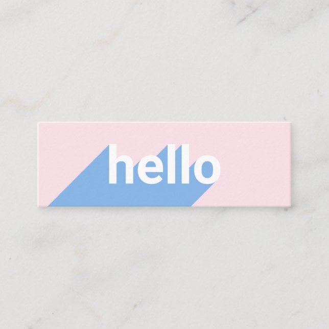 Moderne pastellfarbene, blaue Hello-Typografie Mini Visitenkarte (Vorderseite)