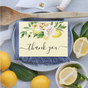 Moderne pastellfarbene Gelbe Zitronen & Leaf Thai Dankeskarte