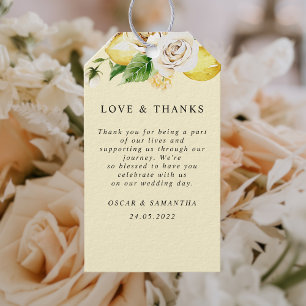 Moderne pastellfarbene, gelbe Zitronen und Leaf  Geschenkanhänger