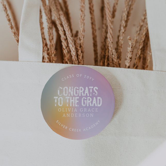 Moderne pastellfarbene Regenbogen-Rosa-Foto-Abschl Button (Von Creator hochgeladen)