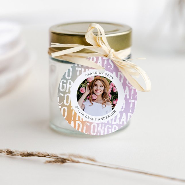 Moderne pastellfarbene Regenbogen-Rosa-Foto-Abschl Geschenkanhänger (Von Creator hochgeladen)