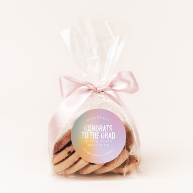 Moderne pastellfarbene Regenbogen-Rosa-Foto-Abschl Runder Aufkleber (Von Creator hochgeladen)