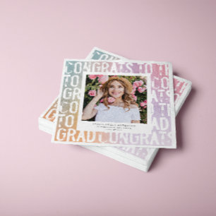 Moderne pastellfarbene Regenbogen-Rosa-Foto-Abschl Serviette