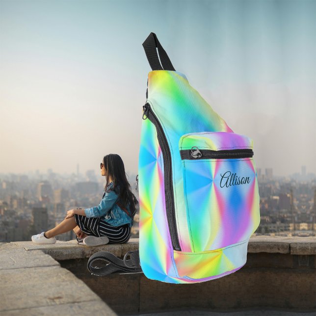 Moderne, pastellfarbene Regenbogenfarben Crossbody Bag (Von Creator hochgeladen)