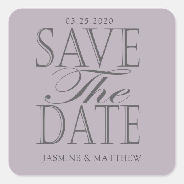 moderne pastellfarbene Save the Date monogramm Auf Quadratischer Aufkleber (Vorderseite)