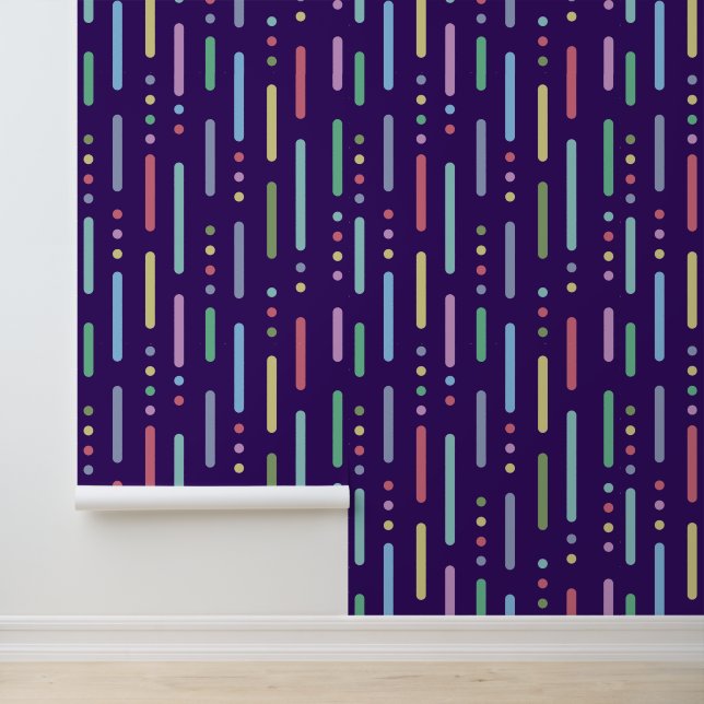 Moderne pastellfarbene Streifen und Punkte Tapete (Anwendung)