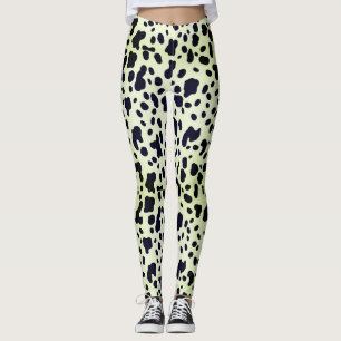 Moderne Pastellgrüne Kuhhaut Flecken Muster  Leggings