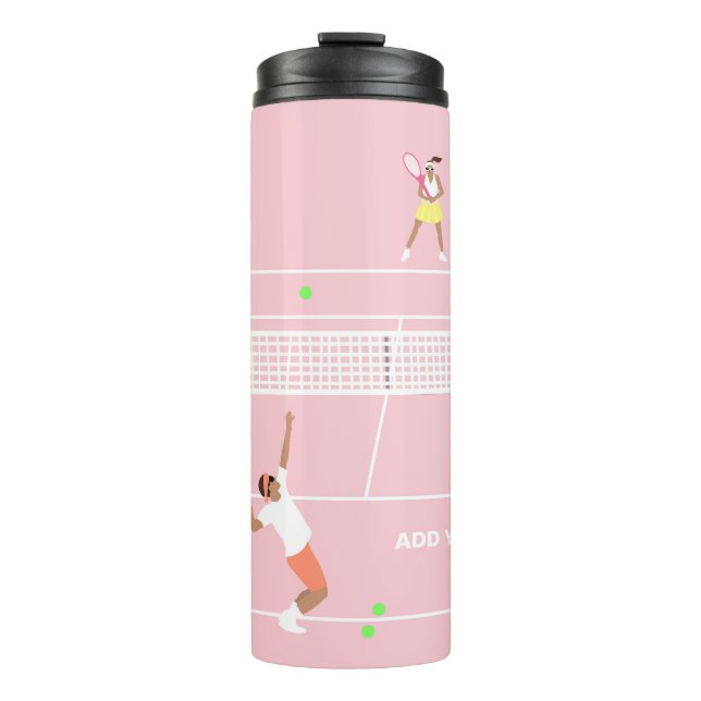Moderne Pastellpink-Tennismatte Thermosbecher (Vorderseite)