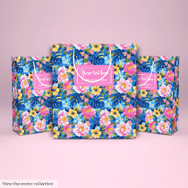 Moderne pastellrosa Aquarellblütenbraun Mittlere Geschenktüte