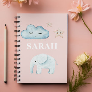 Moderne Pastellrosa & Blau Kindername Notizbuch