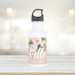 Moderne pastellrosa Blume Hallo und Sie nennen Edelstahlflasche<br><div class="desc">Moderne pastellrosa Blume Hallo und Sie nennen</div>