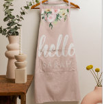 Moderne pastellrosa Blume Hallo und Sie nennen Schürze<br><div class="desc">Moderne pastellrosa Blume Hallo und Sie nennen</div>