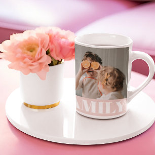 Moderne Pastellrosa Familienfoto-Geschenk Kaffeetasse