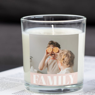 Moderne Pastellrosa Familienfoto-Geschenk Quadrat Quadratischer Aufkleber