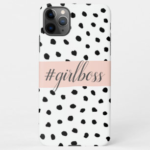 Moderne pastellrosa Girl Boss & Black Dots iPhone 11Pro Max Hülle