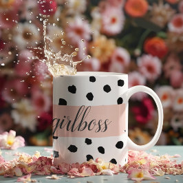 Moderne pastellrosa Girl Boss & Black Dots Kaffeetasse