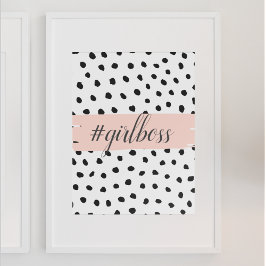 Moderne pastellrosa Girl Boss & Black Dots Poster