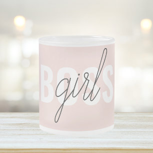 Moderne Pastellrosa Girl Boss Phrase Mattglastasse
