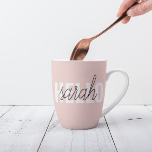 Moderne Pastellrosa Hallo Und Dein Name Milchtasse