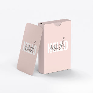 Moderne Pastellrosa Hallo Und Dein Name Spielkarten