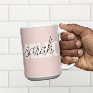 Moderne Pastellrosa Hallo und dein Name Zweifarbige Tasse
