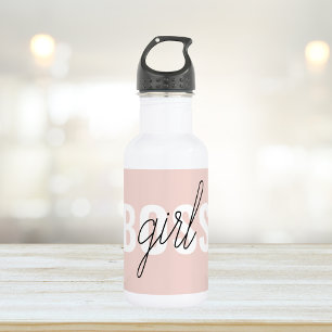 Moderne Pastellrosa Mädchen-Boss-Phrase Edelstahlflasche